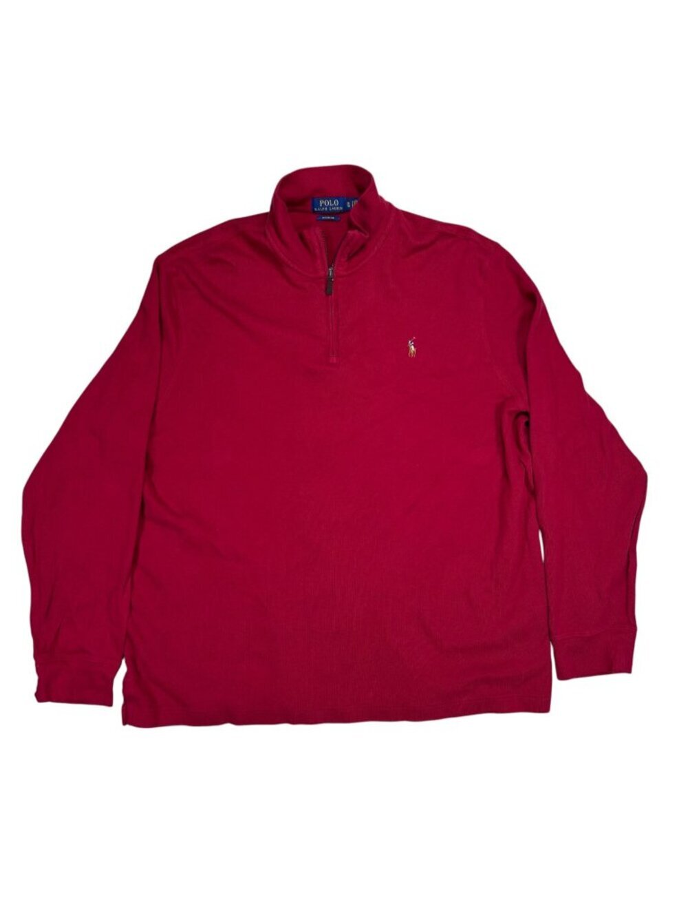 Polo Ralph Lauren Estate Rib XL 1/4 Zip Sweater Preppy Red Cotton Holiday